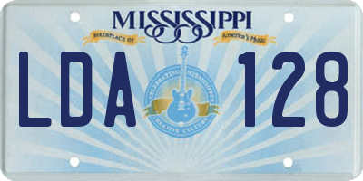 MS license plate LDA128