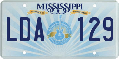 MS license plate LDA129