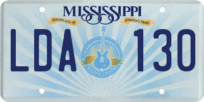 MS license plate LDA130
