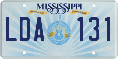 MS license plate LDA131