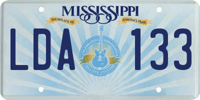 MS license plate LDA133