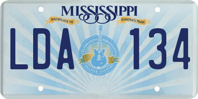 MS license plate LDA134