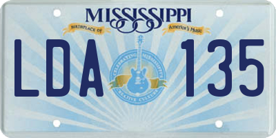 MS license plate LDA135