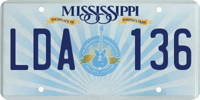 MS license plate LDA136