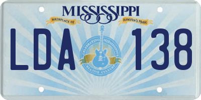 MS license plate LDA138