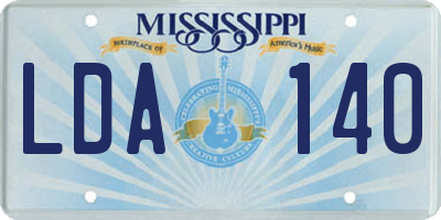 MS license plate LDA140