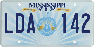 MS license plate LDA142