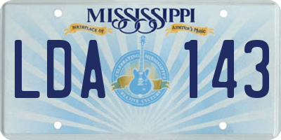 MS license plate LDA143
