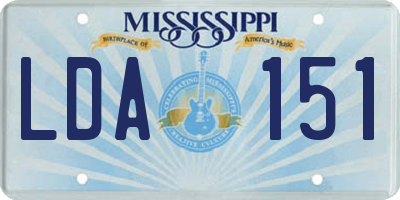 MS license plate LDA151