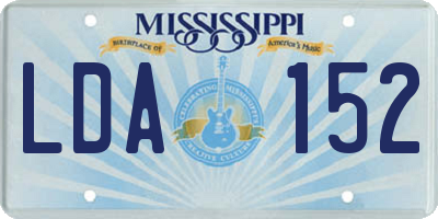 MS license plate LDA152