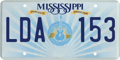MS license plate LDA153