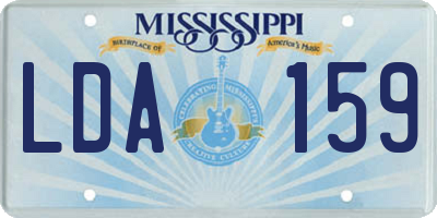 MS license plate LDA159