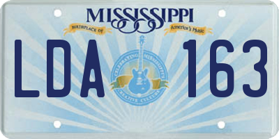 MS license plate LDA163