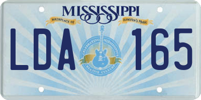 MS license plate LDA165