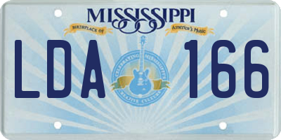 MS license plate LDA166