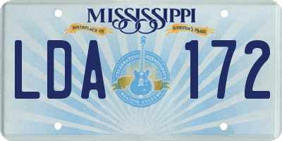 MS license plate LDA172
