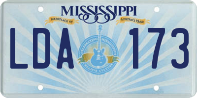 MS license plate LDA173