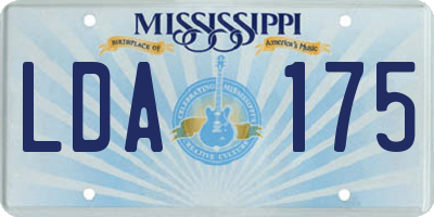 MS license plate LDA175