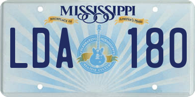 MS license plate LDA180