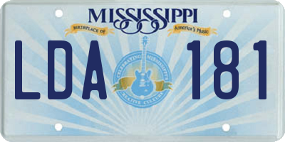 MS license plate LDA181