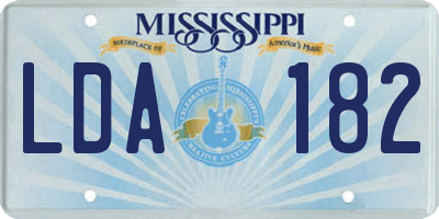 MS license plate LDA182