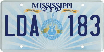MS license plate LDA183
