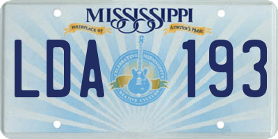 MS license plate LDA193