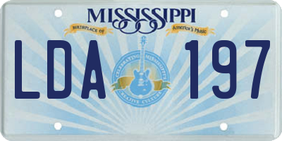 MS license plate LDA197