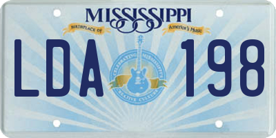MS license plate LDA198