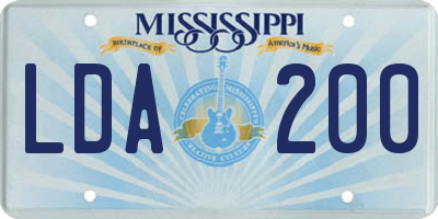 MS license plate LDA200
