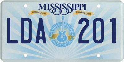 MS license plate LDA201