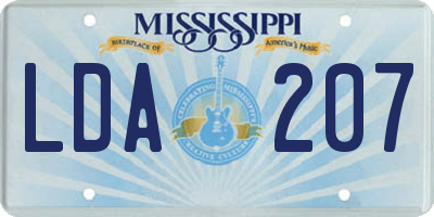 MS license plate LDA207