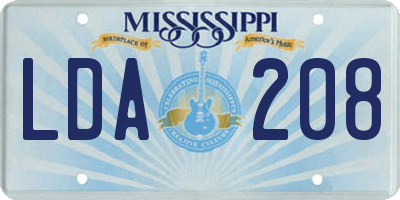 MS license plate LDA208