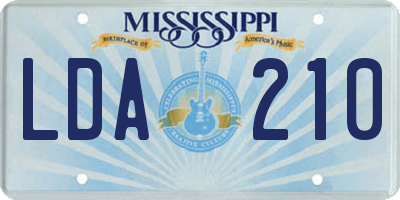 MS license plate LDA210