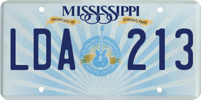 MS license plate LDA213