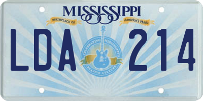 MS license plate LDA214