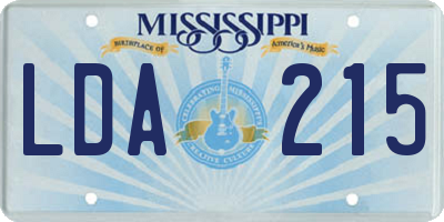 MS license plate LDA215