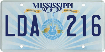 MS license plate LDA216