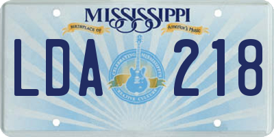 MS license plate LDA218