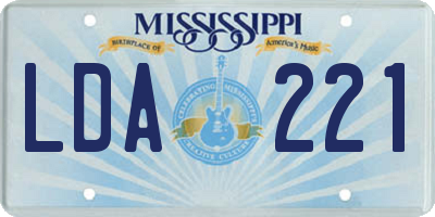 MS license plate LDA221