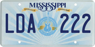 MS license plate LDA222