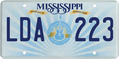 MS license plate LDA223