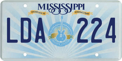 MS license plate LDA224