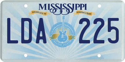 MS license plate LDA225