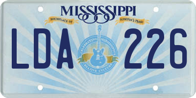 MS license plate LDA226