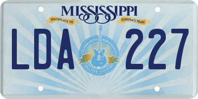 MS license plate LDA227