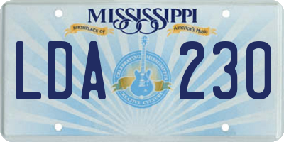 MS license plate LDA230