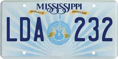 MS license plate LDA232