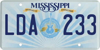 MS license plate LDA233