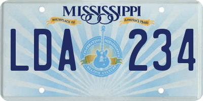 MS license plate LDA234